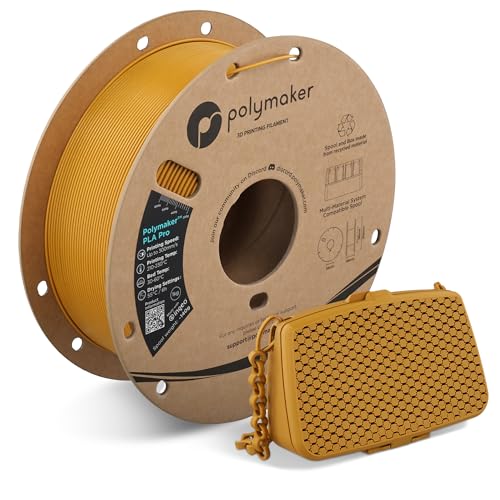 Image of Polymaker PLA Pro 3D Printing Filament Metallic Gold 1.75mm 1KG, High-Impact Tough PLA, Fast Printing up to 300mm /s, High Speed New Formula, Easy to Print on Most FDM Printers, No Enclosure Required