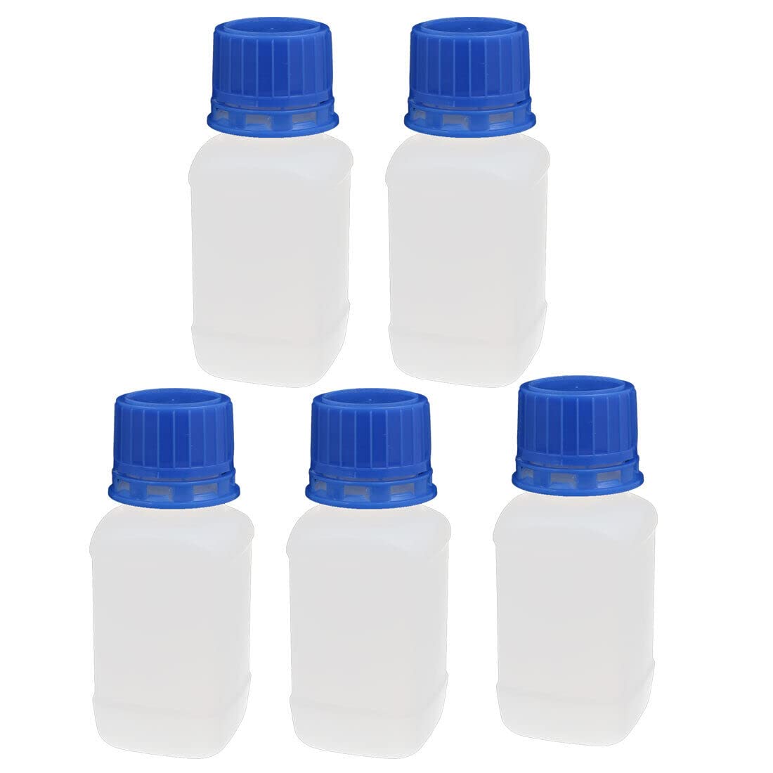 Tool parts 100ml Plastic Screw Cap Narrow Mouth Square Storage Bottle White 5pcs