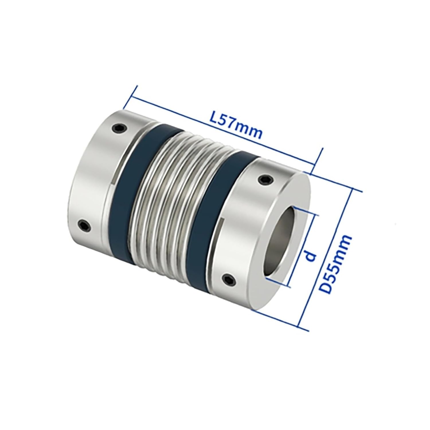 1PC Shaft Coupling D55L57/72 Bellows Flexible Motor Coupler CNC Aluminium High Elasticity Universal Joint 3D Printer(D55L72-23X23)