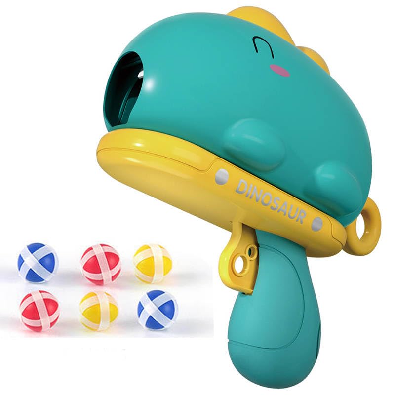 Fhans - Dinosaur Shooting Toy Gun with 12 Sticky soft Balls and paper Dart Board - Montessori Indoor/Outdoor Game for Family and Kids - for Boys Ages 3-8 (Green)
