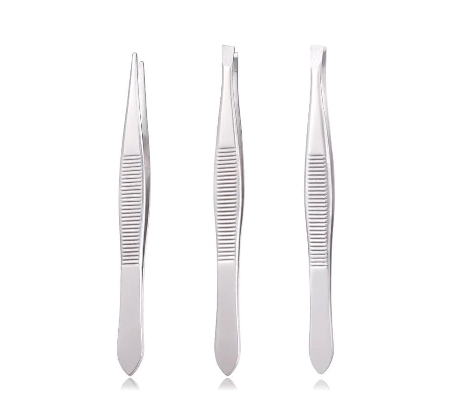 3pcs Stainless Steel Slant Tip Tweezer| Stainless Steel Slant Tip, Flat, Point Tweezer Useful Precision Eyebrow Hair Remover Tools.