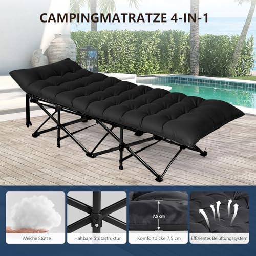 aufgebaut 190x70x42 cm. - Detailansicht von Bonnlo Feldbett Camping Angebot – Dealfoxx.de