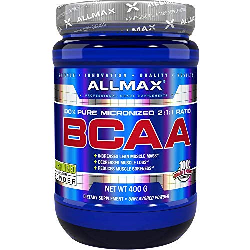 ALLMAX Essentials BCAA, Unflavored - 400 g Instantized 2:1:1 Powder - Helps Increase Muscle Mass & Reduce Soreness - Gluten & Soy Free - 80 Servings ALLMAX Essentials BCAA, Unflavored - 400 g Instantized 2:1:1 Powder - Helps Increase Muscle Mass & Reduce Soreness - Gluten & Soy Free - 80 Servings