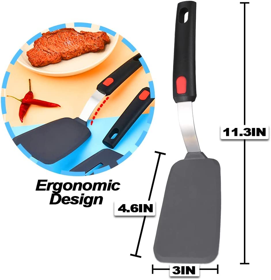 Image of Trifecta Kitchen Silicone Turner Wide Pancake Spatula Pizza Peel Kitchen Utensil Nonstick Cookware Kitchen Flipper for Cooking and Baking((P) Pack of 1)