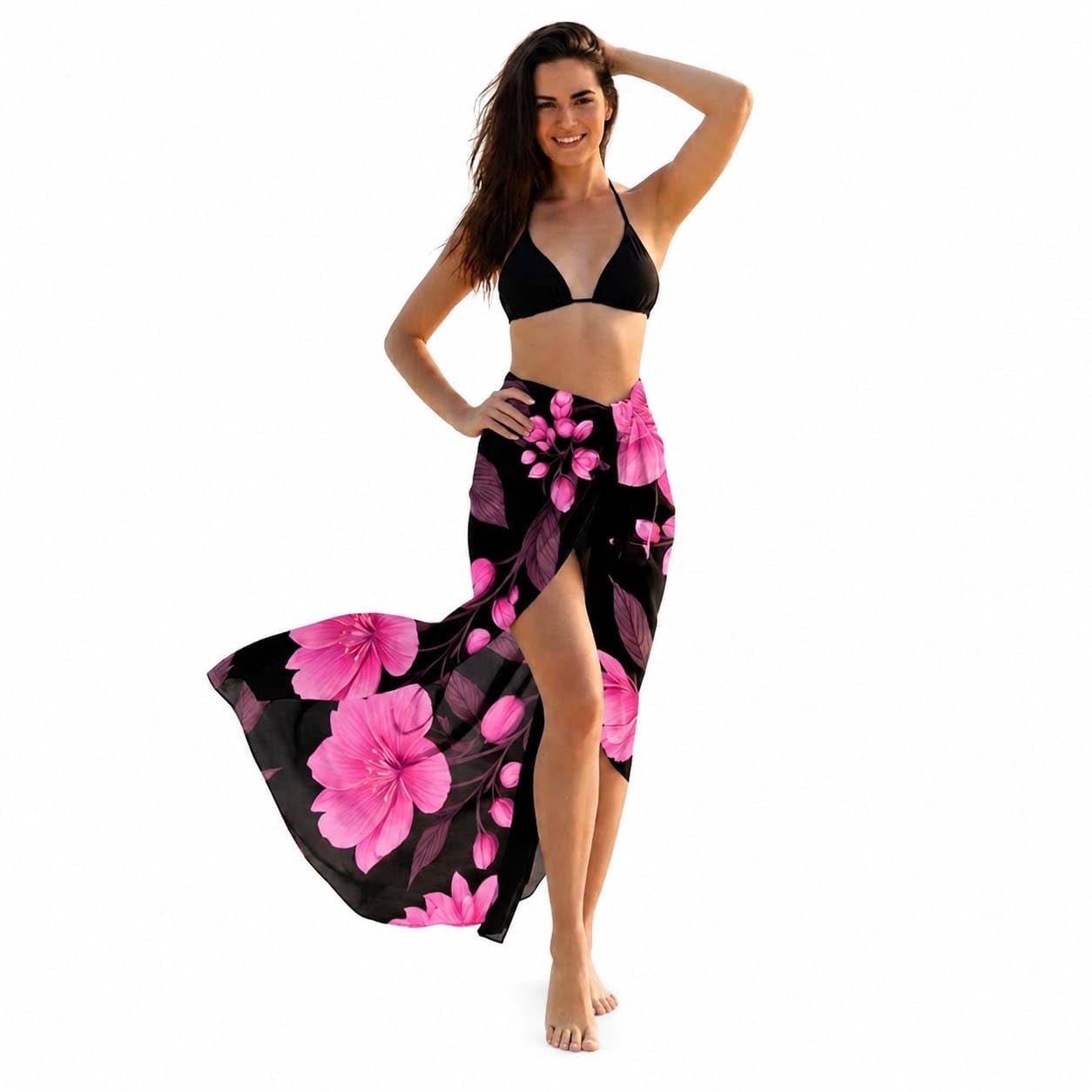 Women's Beach Sarong Wrap Skirt, Printed Chiffon Cover-Up-picture-19