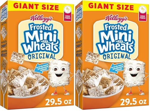 Kellogg's Frosted Mini-Wheats Breakfast Cereal, Kids Cereal, Family Breakfast, Giant Size, Original, 29.5oz Box (1 Box) (Pack of 2)