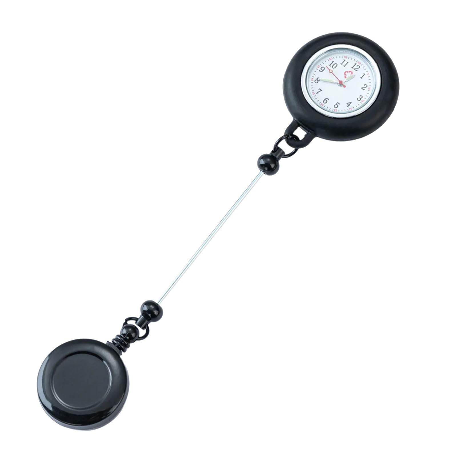 Kalttoy Black Beadable Badge Holder With Belt Clip Retractable Badge Reels With Glowing Nurse Watch For Nurse Doctor Student Teacher Watch