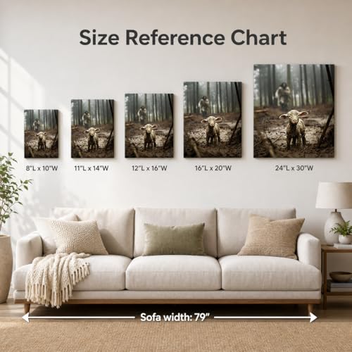Image of GUN SUPPLIES OUTLET LLC Jesus and Lamb Canvas Wall Art Jesus Running After Lost Lamb Picture Wall Art Christian Home Decor 24x30 inch