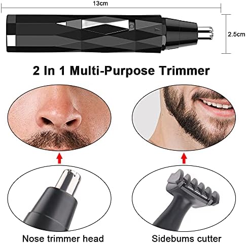 URAQT Nose Hair Trimmer for Men, 2-in-1 Painless Nasal and Ear Hair Trimmer Clipper, USB Rechargeable Facial Hair Trimmer Lightweight Detail Trimmer with Dual Edge Blades, IPX7 Waterproof