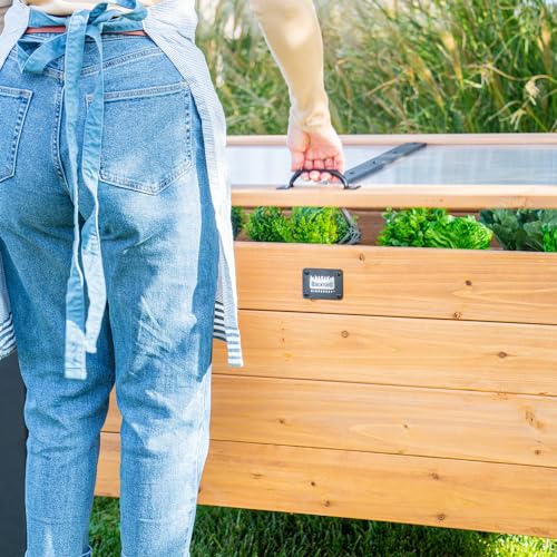 Backyard Discovery Aggie 4' x 2' Cedar Wood Cold Frame Portable Mini Greenhouse, Raised Garden Planter with Temperature-Activated Polycarbonate Lid, Mesh Drainage for Year-Round Outdoor Gardening - image 8