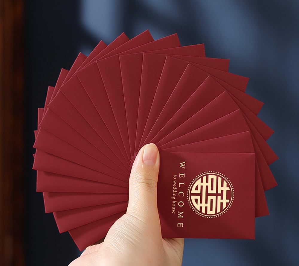 Gixaxak 50 Pcs Mini Red Envelope Wedding Supplies Wedding Door Blocking Red Envelope Chinese Wedding Red Envelopes Lucky Money Gift Cash Packets Hong