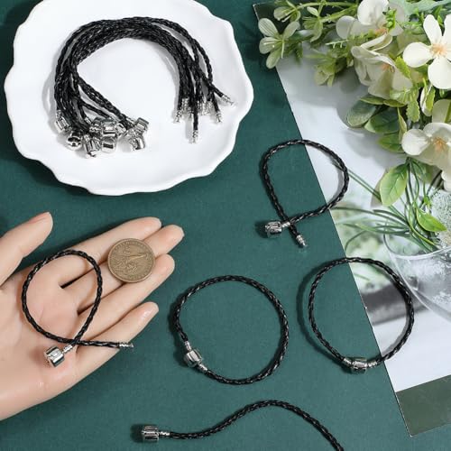 Pulsera trenzada de cuero sintético de PU con resistente cierre de cadena extendida 4