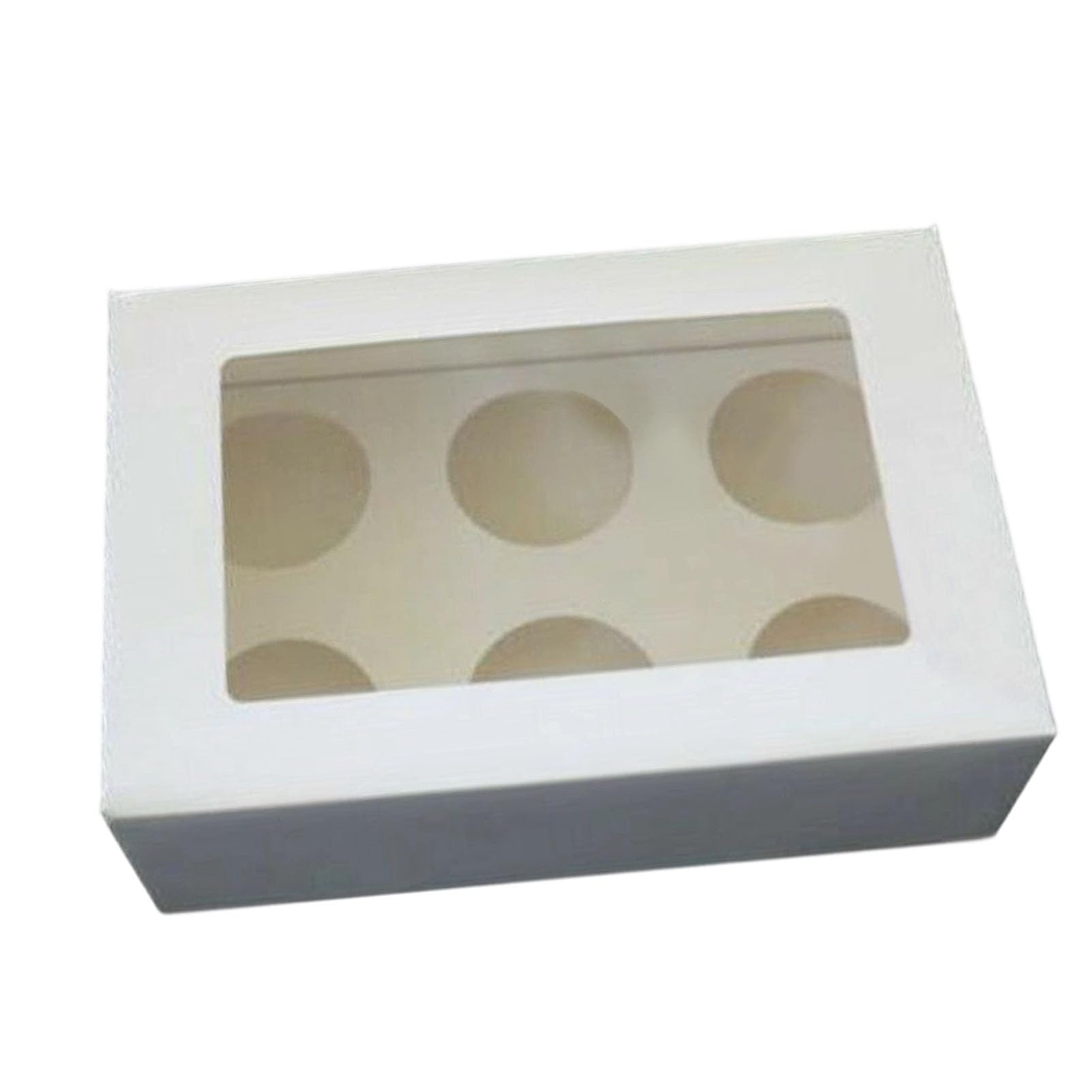 Juego de 25 Cajas para Cupcakes con 6 Orificios para Exhibir Fácilmente y Regalar en Bodas y Cumpleaños, Hechas de Cartón Blanco Resistente, Tamaño 25,5 X 17 X 8 Cm