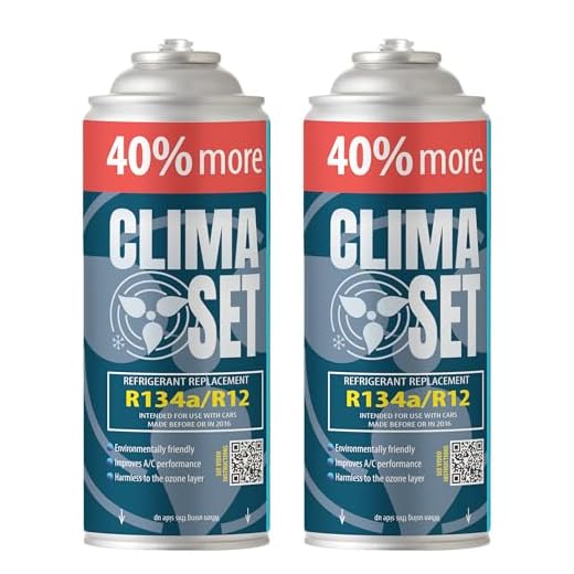ClimaSet Recambio gas R134a R12 - Kit recarga aire acondicionado coche 2x235 g - Sustituto del refrigerante R134a - botella refrigerante coche - Gas aire acondicionado coche - ECO