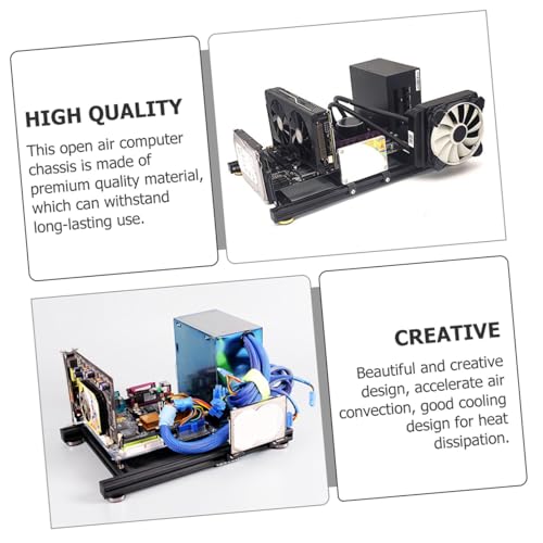 Gabinete abierto OSALADI para placa base ATX con diseño creativo, excelente enfriamiento y espacio para tarjetas gráficas y fuente de poder miniatura 4