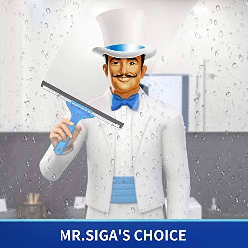 Mr.siga Professional Window Cleaning Combo - Squeegee & Microfiber Window Scrubber, 10" #TOP1
