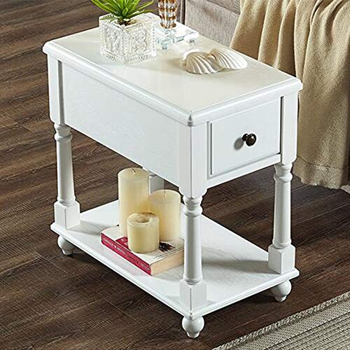 YueQiSong Coffee Table with Drawer Solid Wood Square Corner Table Beds