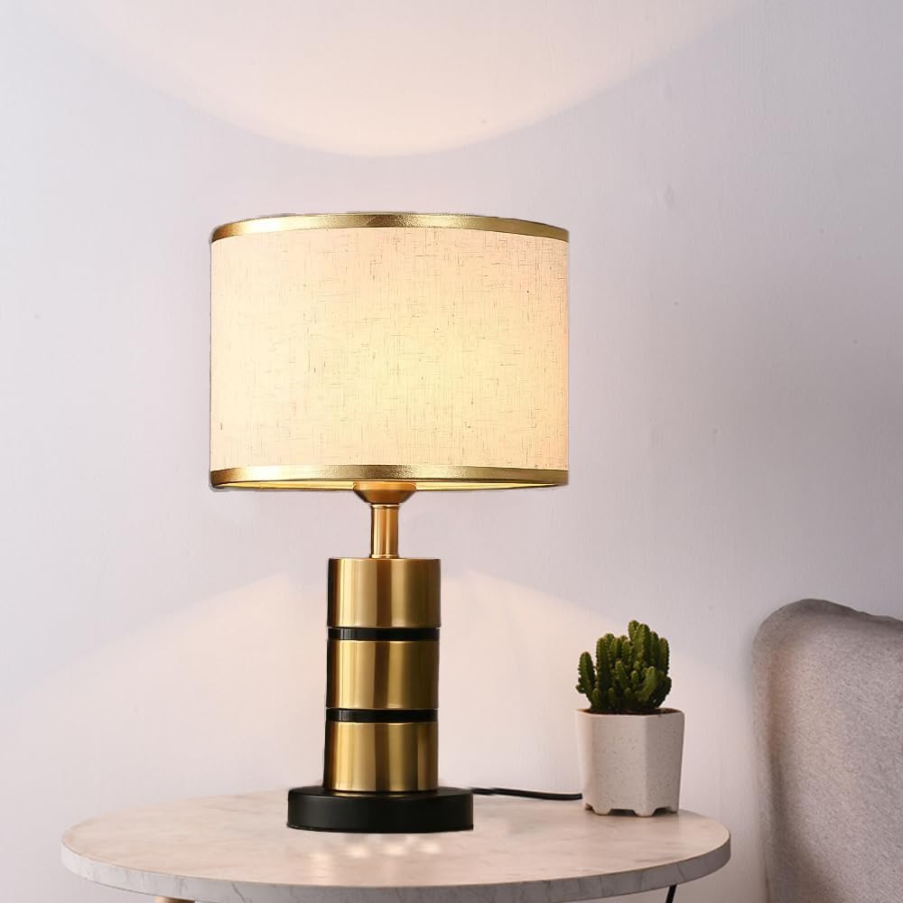 XINYASEE Lámpara de mesa de interior, lámpara de noche, portalámparas E27, adecuada para lámpara decorativa de interior/sala de estar o dormitorio, diámetro 25 cm, altura 34,5 cm (Lino)