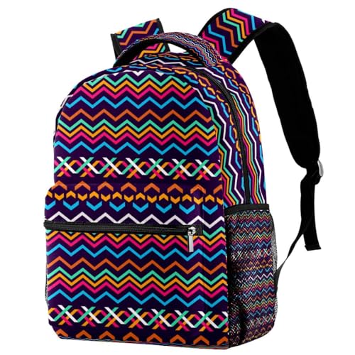 Sac à dos d'école vague colorée multicolore avec grand compartiment A4