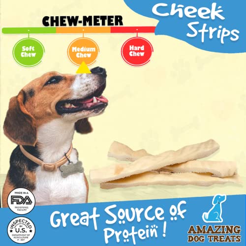 Amazing Dog Treats - Beef Cheek Strips Premium Dog Chew (10 Inch - 10 Pack) - No Odor - Thick Cut - Rawhide Alternative - Beef Cheek Slice Chip Sticks - No Dyes, Chemicals, Or Preservatives #TOP1