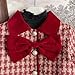 Toddler Girls Bow Lapel Plaid Button Up Jacket with A-Line Pleated Mini Skirt Baby Kids Cute 2 Piece Outfits for 2-8 Years