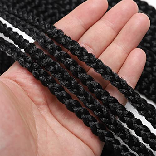 Crochet Hair Medium Box Braid Crochet Hair 14 Inch 7 Packs Crochet Box Braids Hair Pre-Looped, 20Strands/Pack Goddess Box Braid Crochet Hair, Ombre Crochet Hair (14 Inch, 1B) #TOP5