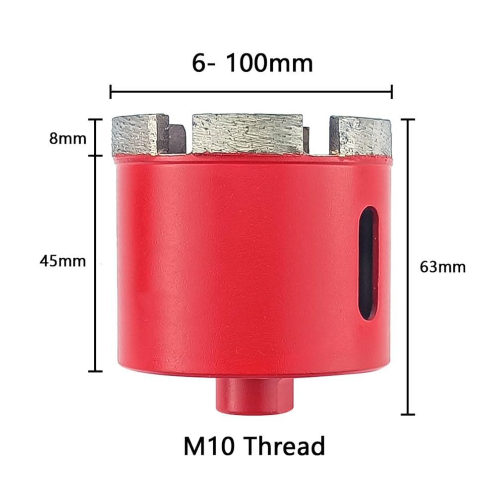 1PC 6-100mm M10 Sega a tazza diamantata Punta per nucleo di sinterizzazione Punte da trapano per marmo Granito Mattoni Piastrelle Ceramica Utensili per calcestruzzo, 55mm
