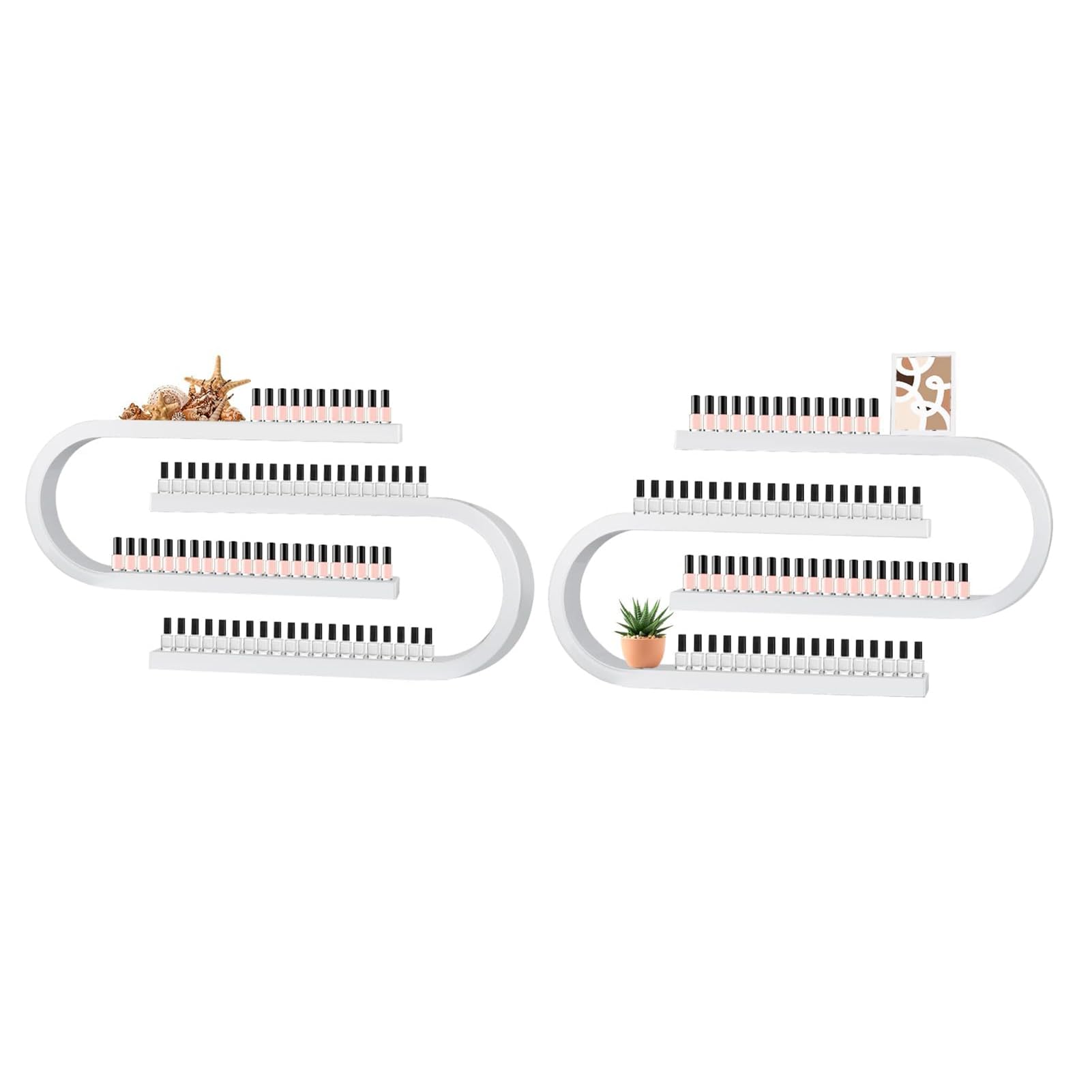 Soporte de Metal para esmaltes de uñas, Estante de Pared para labiales y perfumes, Expositor Blanco, Caja expositora de cosméticos Americana, Blanca, Paquete de 2
