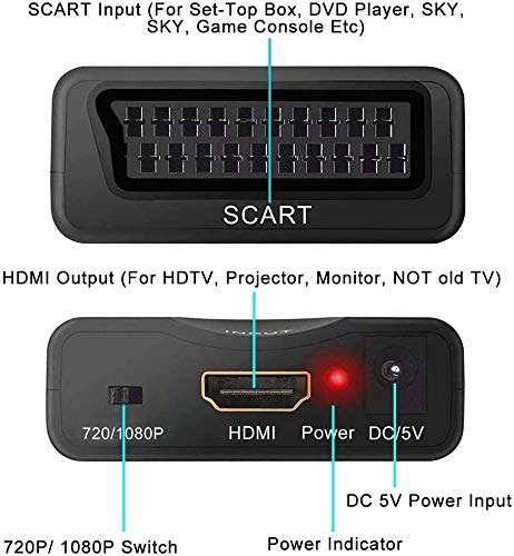 AMANKA Scart auf HDMI Konverter Video Audio Wandler 1080P HD Adapter für HDTV VHS STB Xbox PS3 Sky DVD Blu-ray usw – Bild 3