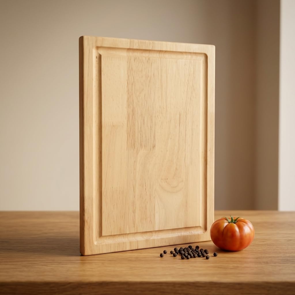 Wooden Chopping Cutting Board Multipurposes for Kitchen to Cut Vegetables, Fruits & Cheese , BPA Free , Eco-Friendly , Anti-Microbal and Biodegradable With Compact Handles (Medium)