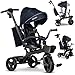 lionelo Kori 2en1 Tricycle bébé évolutif de 1,5 jusqu'à 25 kg, siège Rotatif à 360 degrés, Roue Libre Dossier réglable, Porte-gobelet, Sac fermé, 2 paniers spacieux