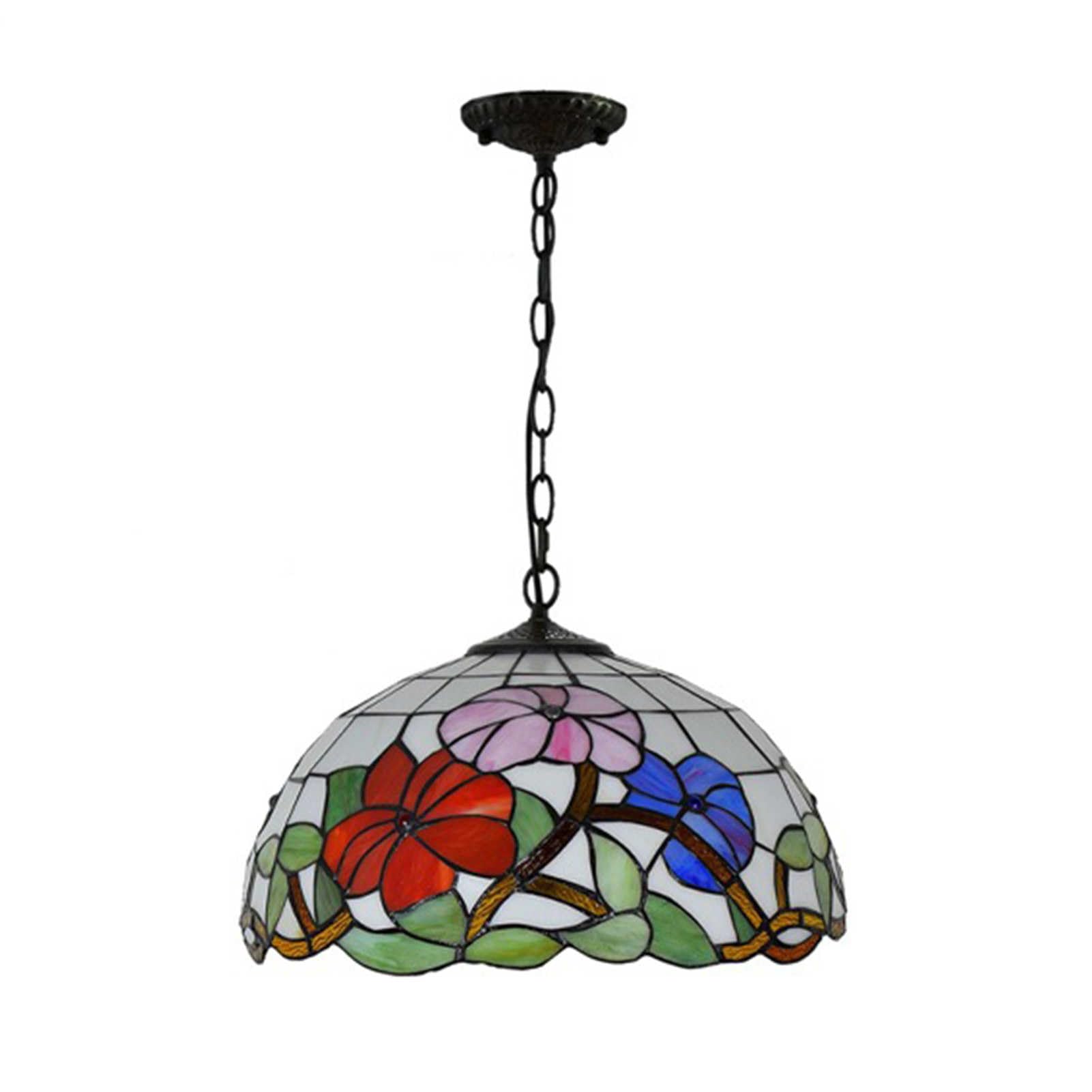 HYJAUSXB 16 Inch Pendant Lamp, Glass Hanging Chandeliers, Height Adjustable Vintage Ceiling Light for Restaurant, Kitchen, Cafe, Entrance, Balcony Chandelier Lighting