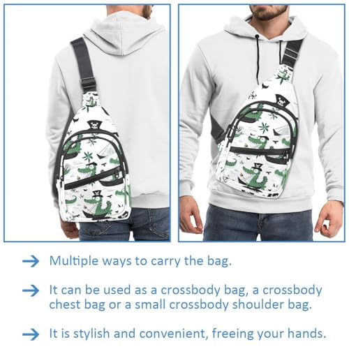 Sac de poitrine convertible crocodile vert pour sorties et voyages - 2