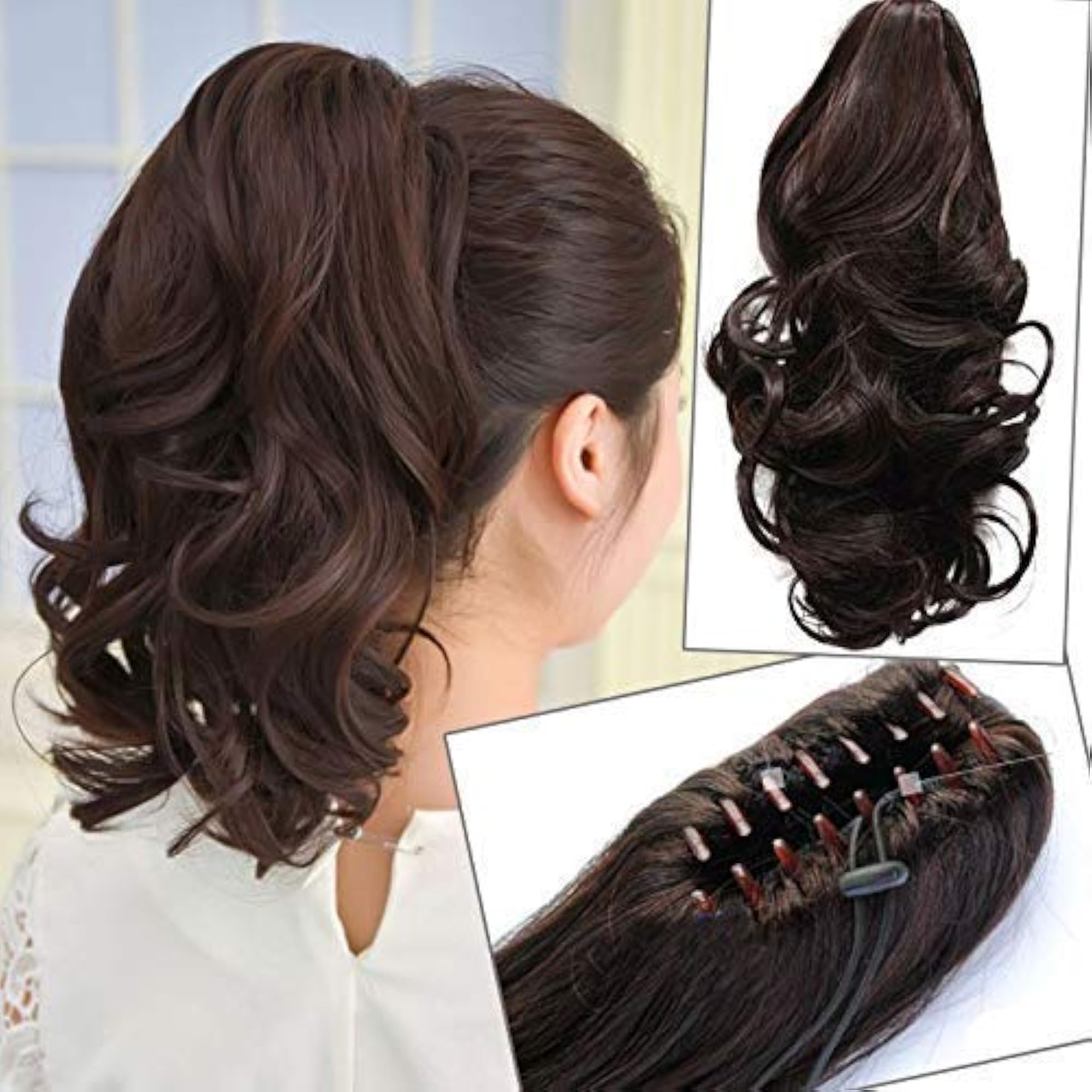 Wavy Ponytail Black Extension Wig for Women