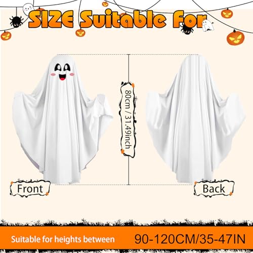 Ghost Costume for Kids,White Ghost Costume for Boys and Girls,Ghosts Face Scary Cloak Fancy Dress,Ghost Outfit for Halloween,Carnival,Cosplay,Birthday Candy Party （0-3T 32 inch）