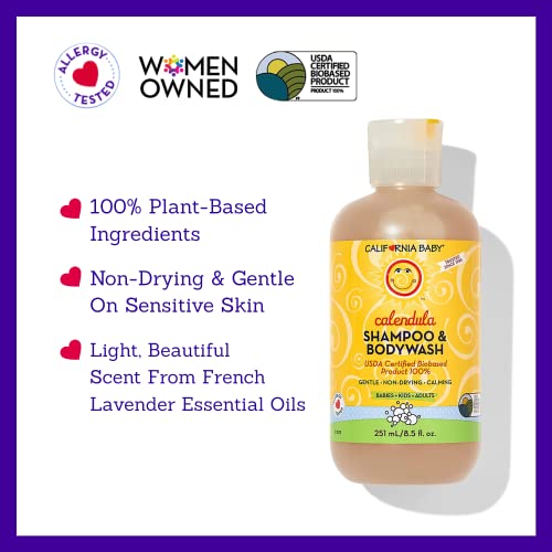 California Baby Calendula Shampoo And Body Wash - Allergy Tested Baby Soap And Toddler Shampoo, For Dry, Sensitive Skin, 100% Plant-Based - Usda Certified, 251 Ml / 8.5 Fl. Oz. (Pack Of 1) #TOP1