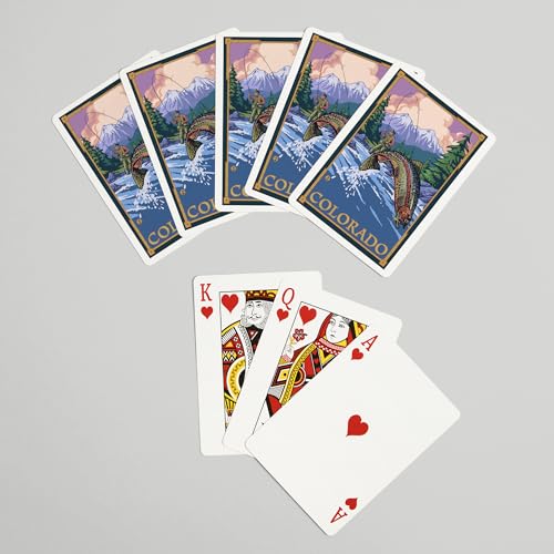 Lantern Press Colorado, escena pesca con mosca, 52 cartas póker miniatura 7