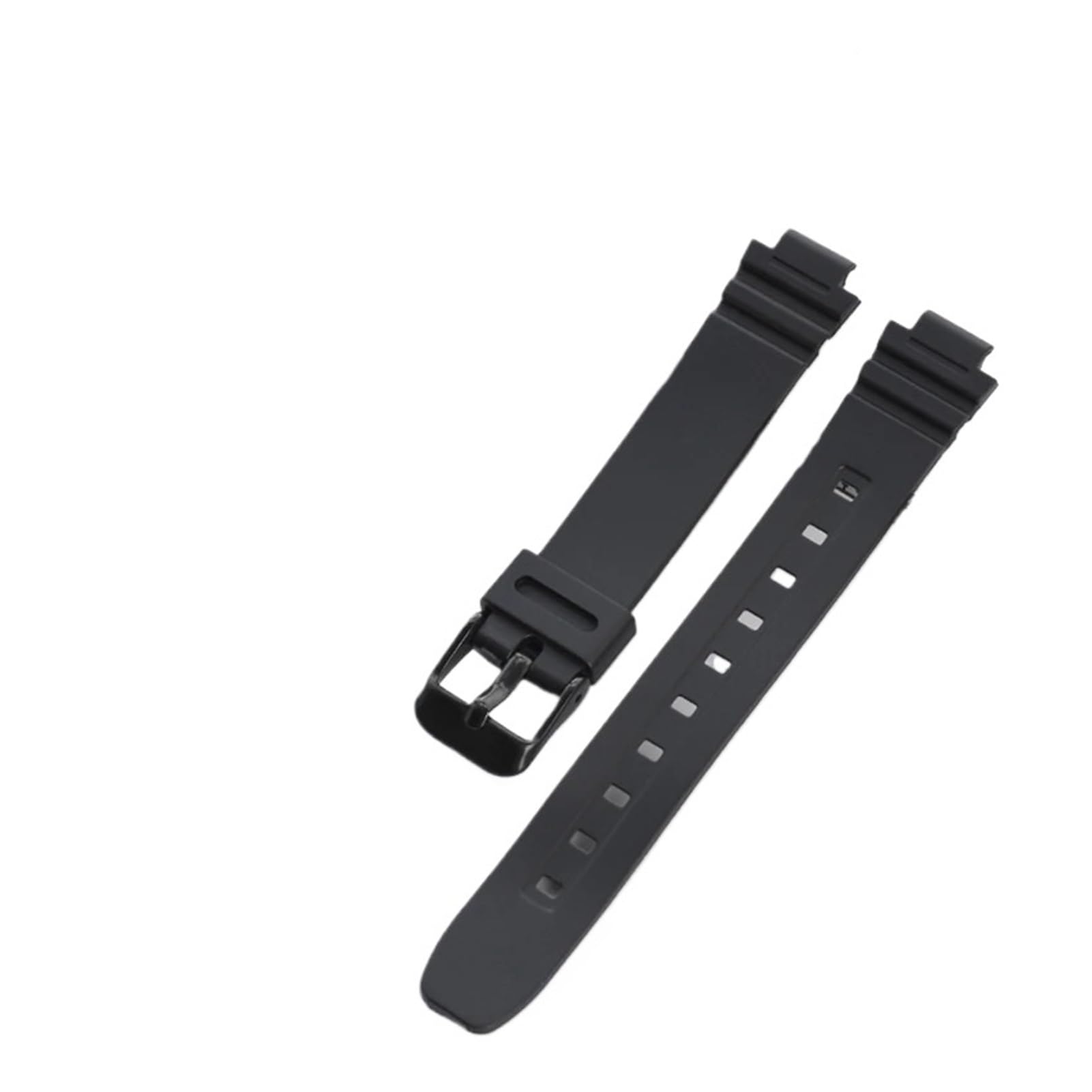 Bracelet de montre Casio LA-20WH en résine TPU noire for femme, étanche, silicone, acier inoxydable, boucle ardillon, 10 mm