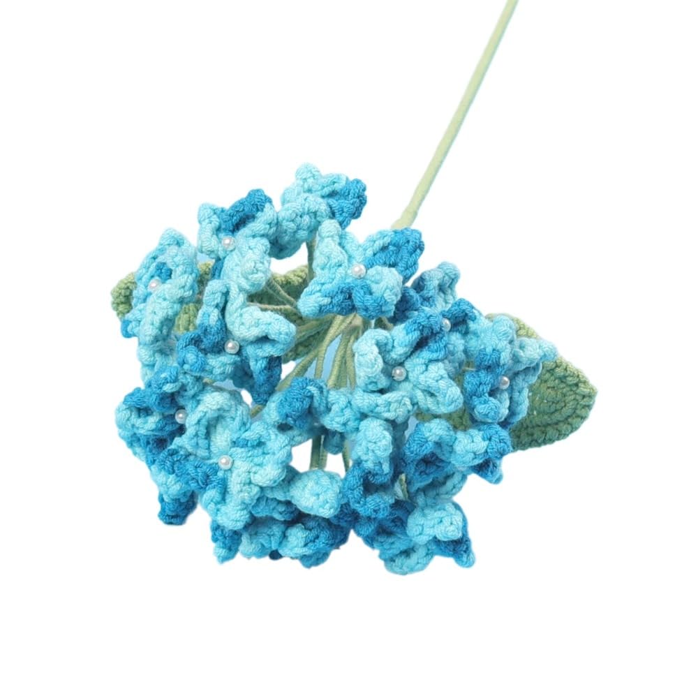 Handmade Crochet Hydrangea Flower Stem for Home Wedding Decor (blue)