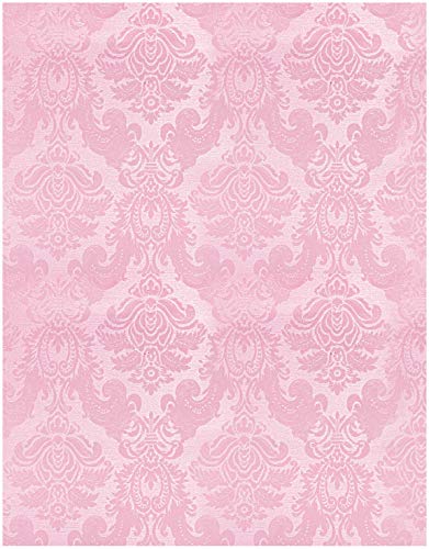 Blooming Wall Peel and Stick Removable Pink Damasks Waterproof Textured Wallpaper Vinyl Self Adhesive Contact Paper Decorative (14.5 Square Ft/Roll, Pink)