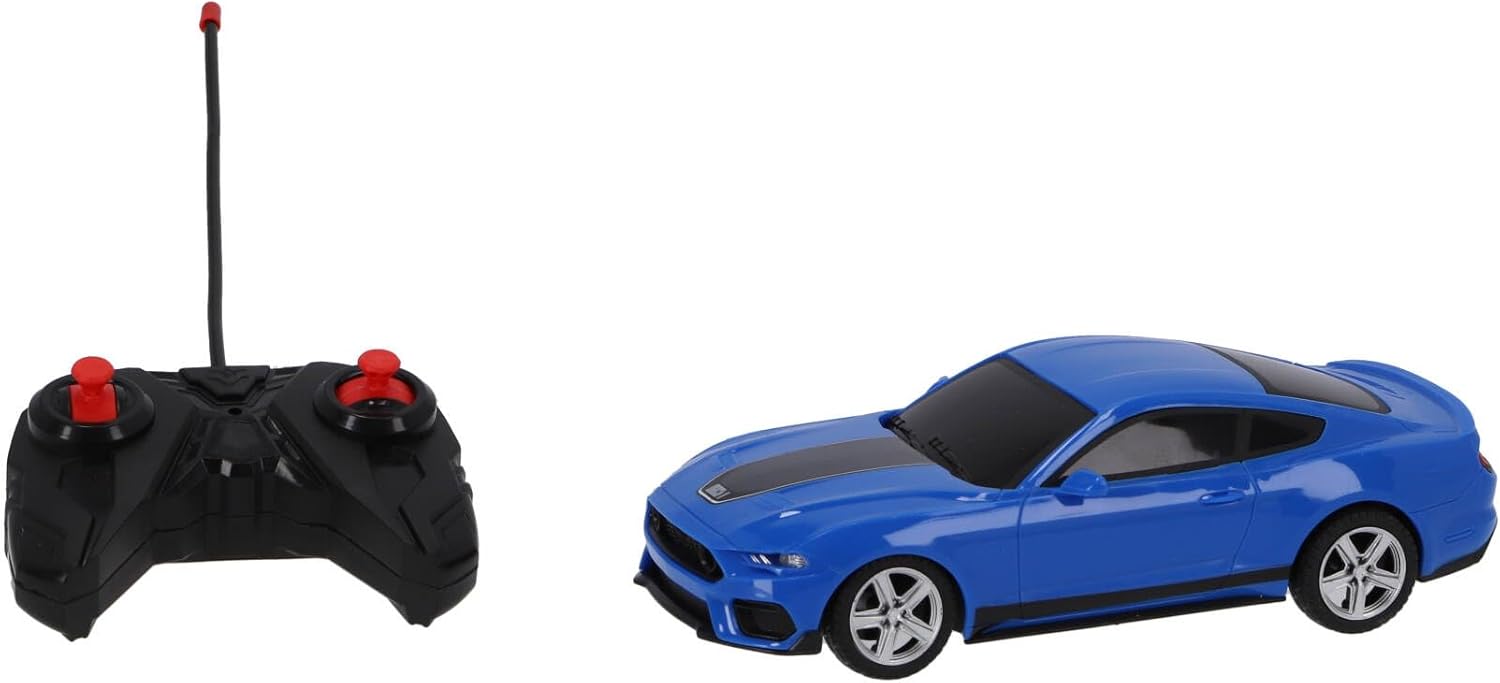 Kool Speed Ford Mustang Mach 1 RC Car 1:24 Blue Remote Controlled Vehicle with LED Headlights & Precise Control Indoor & Outdoor Driving Fun