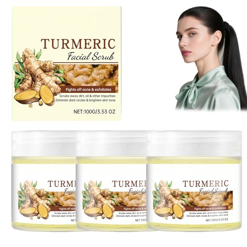 Turmeric Exfoliating Facial Scrub with Vitamin C for Brightening & Long - Lasting Moisturizing, Gentle Skin Exfoliator To Mejora Textura & Boost Absortion, ideal para todos los tipos de piel, 100 g (3