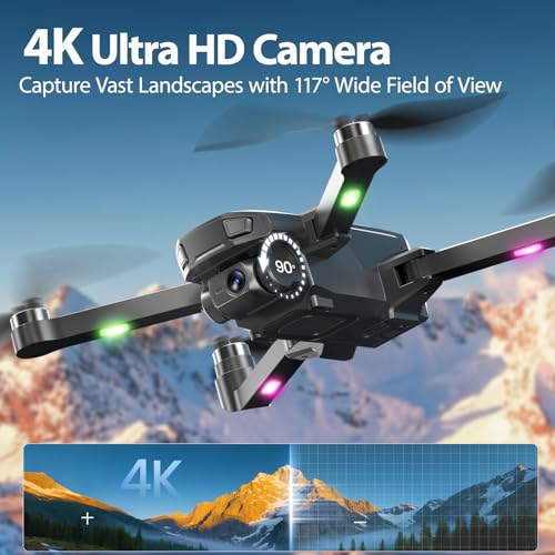Drones with Camera for Adults 4K, WF33 GPS Foldable FPV Drone with 4.5" LCD Screen on Controller, Under 249g, Brushless Motor, Return Home, 5G Transmission, 40 Mins Flight Time, 8GB Card