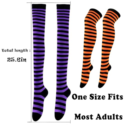 XinblueCo 2pcs Halloween Striped Stockings,Over The Knee Striped Thigh Stockings,Witch Stocking,High Stocking Costume - image 4