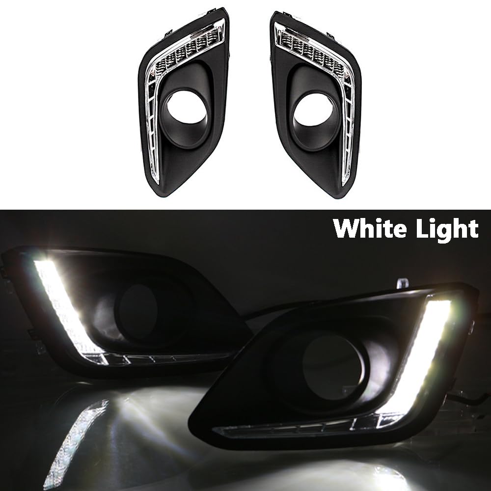 MACHSWON Parachoques delantero LED blanco luz de conducción diurna DRL luz de conducción con cubierta de agujero de lámpara antiniebla, tira de luces diurnas DRL para coche, impermeable, 12 V,