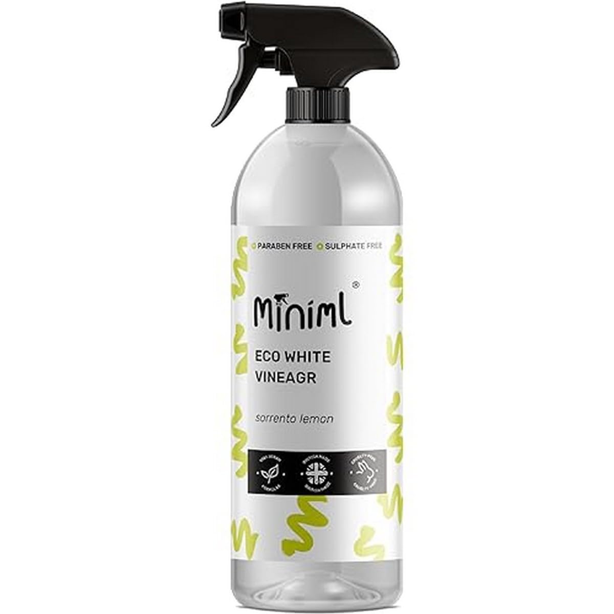Miniml Eco White Vinegar Cleaning Lemon Scented 750ml - All Natural Multi-Surface & Multi-Purpose Cleaner, Limescale Remover, Laundry Softener & More - 100% Vegan & Cruelty Free