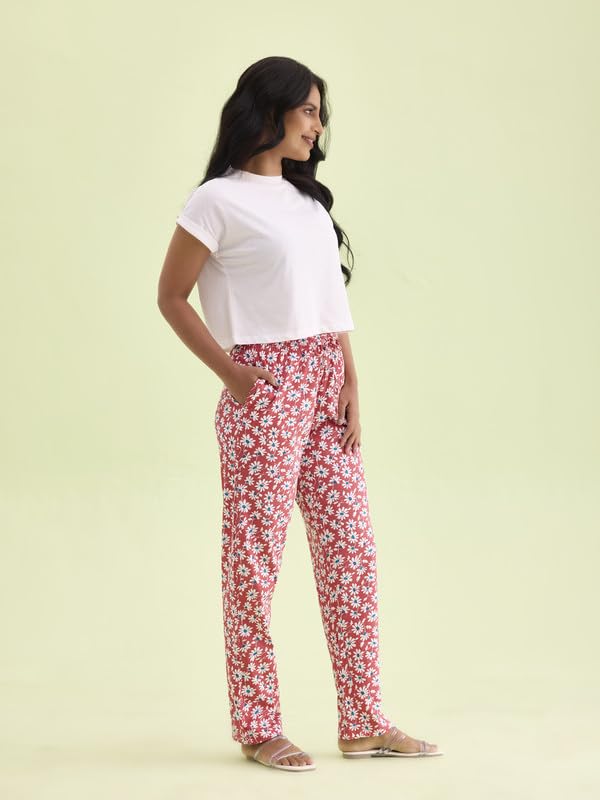 Image of GO COLORS Soft Cotton Lounge Pants Full Length for Women| Breathable, Mid Rise