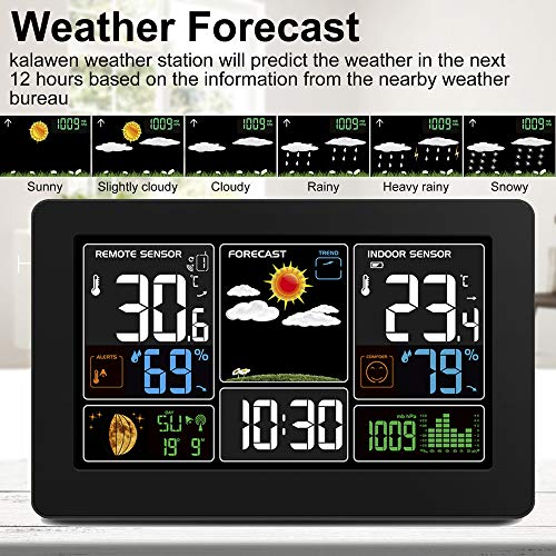 Weather Station Wireless Indoor Outdoor Weather Stations With Atomic Clock, Large Display Digital Weather Forecast Station Moon Phase With Remote Sensors #TOP2