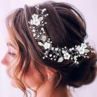 Bubbmi Rohkristall Stirnband Mit Perlen Und Blumen – Braut Tiara Krone Kopfschmuck Für Frauen Und Mädchen