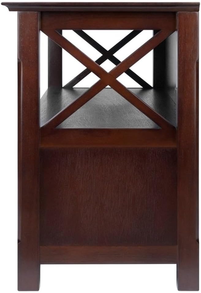 Pemberly Row Transitional Solid Wood TV Stand, Cappuccino Finish, Fits TVs up to 46 in, 44 in Wide, 2 Doors with Shelves, Open Storage, Durable Media Console for Living Room or Entertainment Area